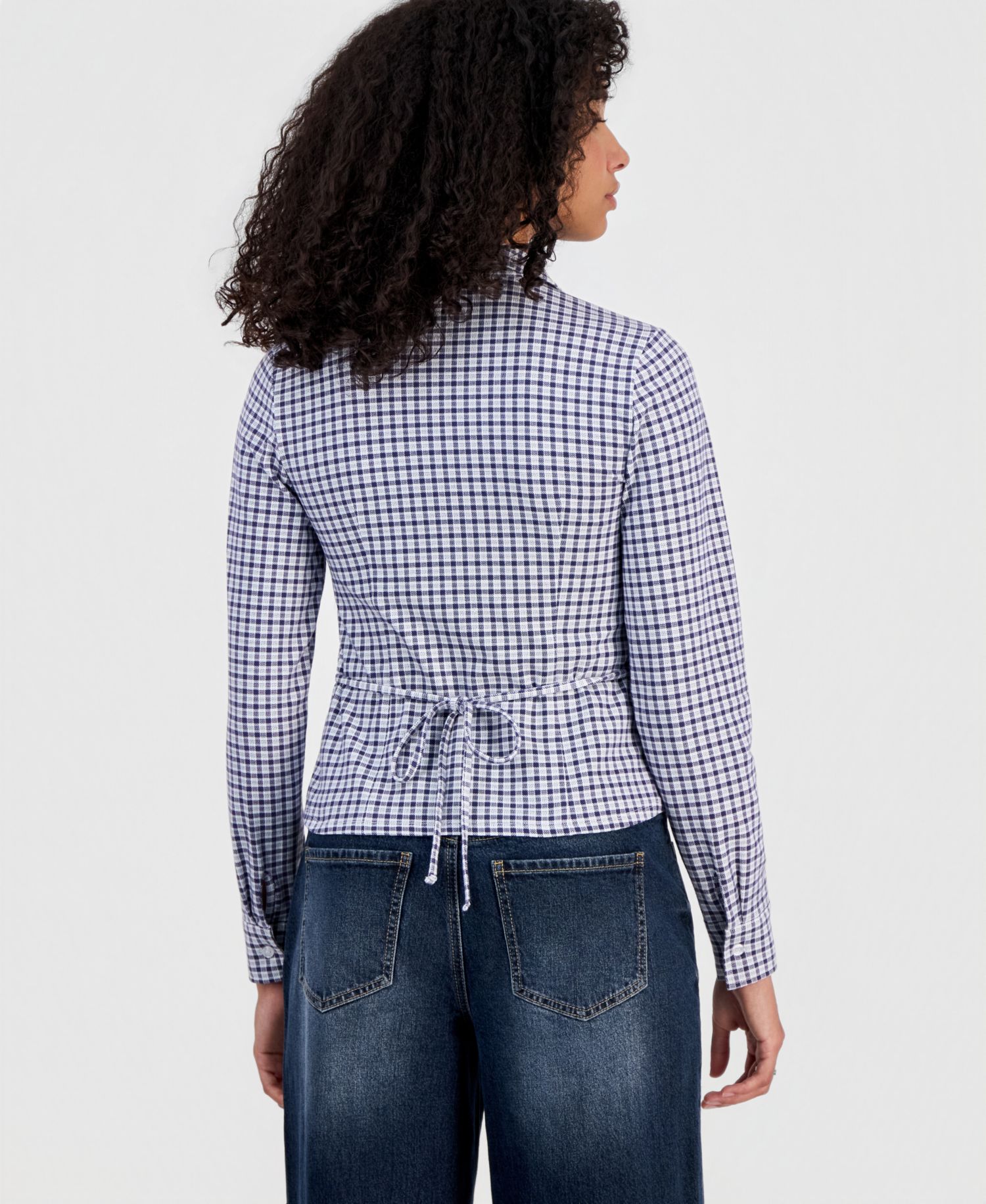 Juniors' Long-Sleeve Tie-Back Shirt