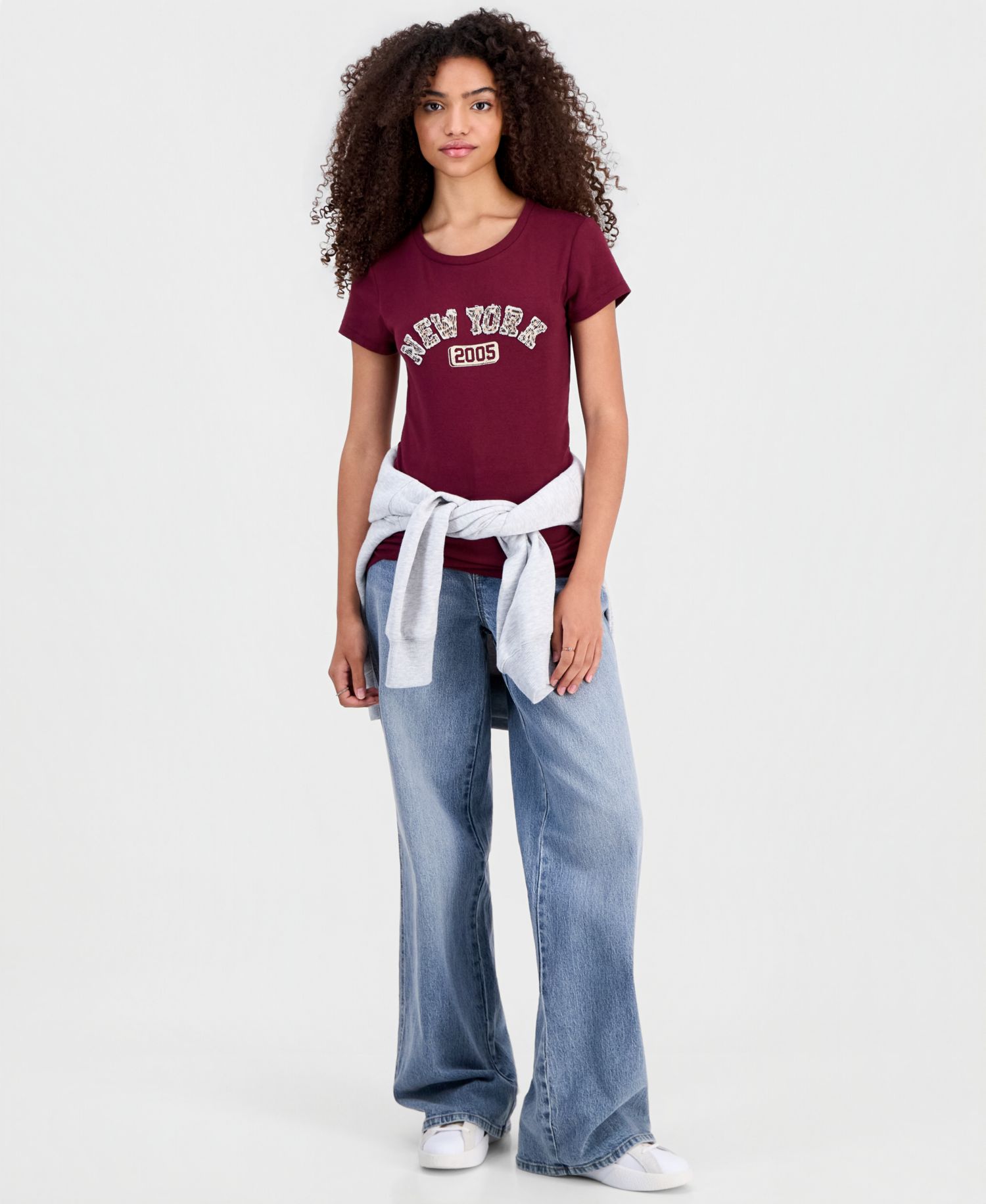 Juniors' New York Embroidered T-Shirt