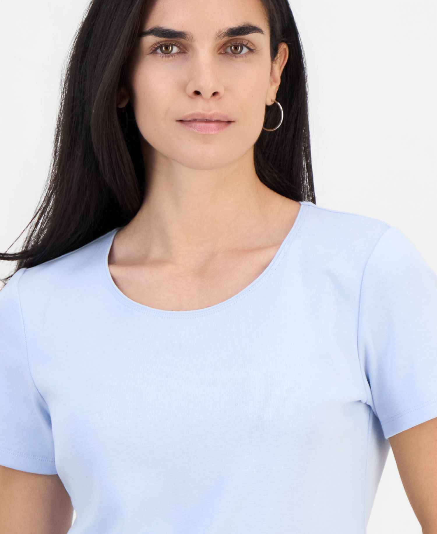 Petite Cotton Scoop-Neck Short-Sleeve Top