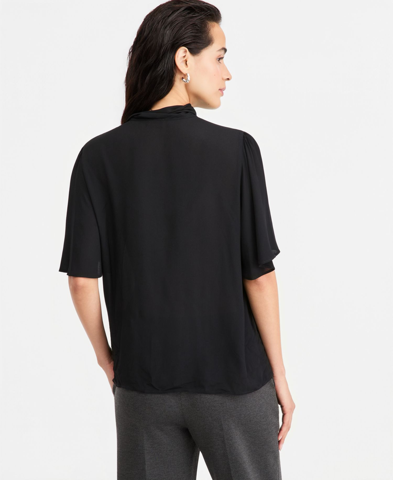 Women's Emmseggio Petal-Sleeve Mock Neck Shirt