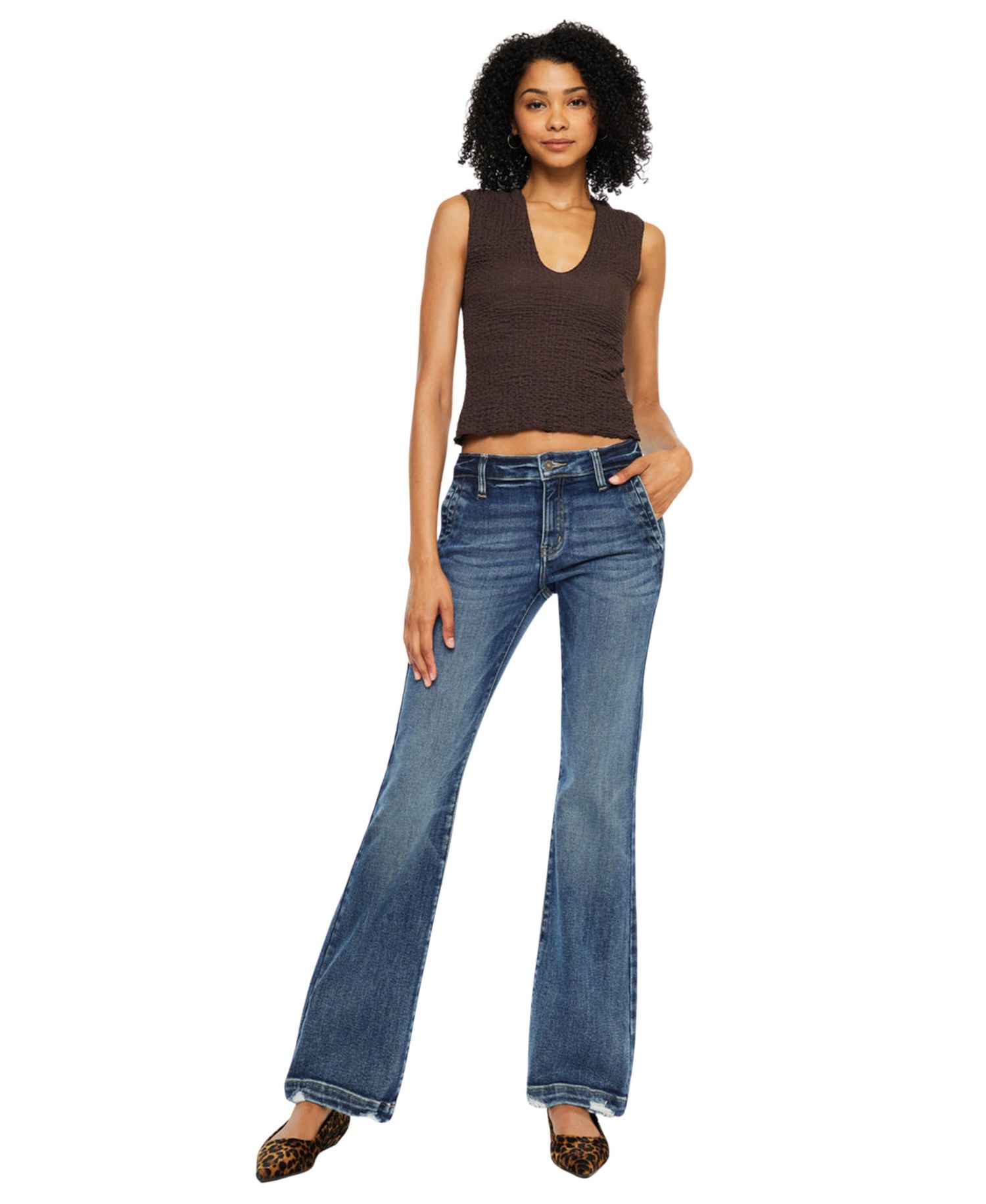 Women's USA Juniors' Delcie Mid-Rise Bootcut Jeans