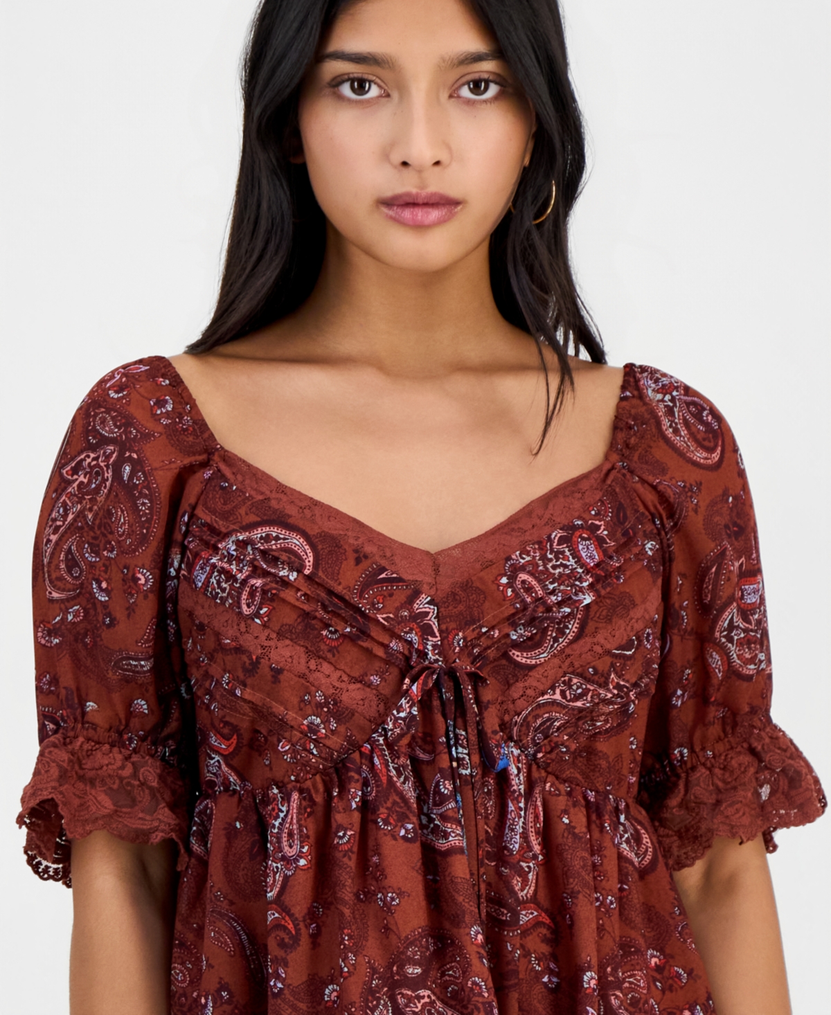 And Now This Petite Paisley Puff-Sleeve Mini Dress, Macy's Exclusive
