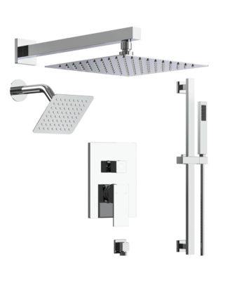 10" High-Pressure Rainfall Shower Faucet with Handheld Spray and Slide Bar Wall Mount Dual Shower Head System