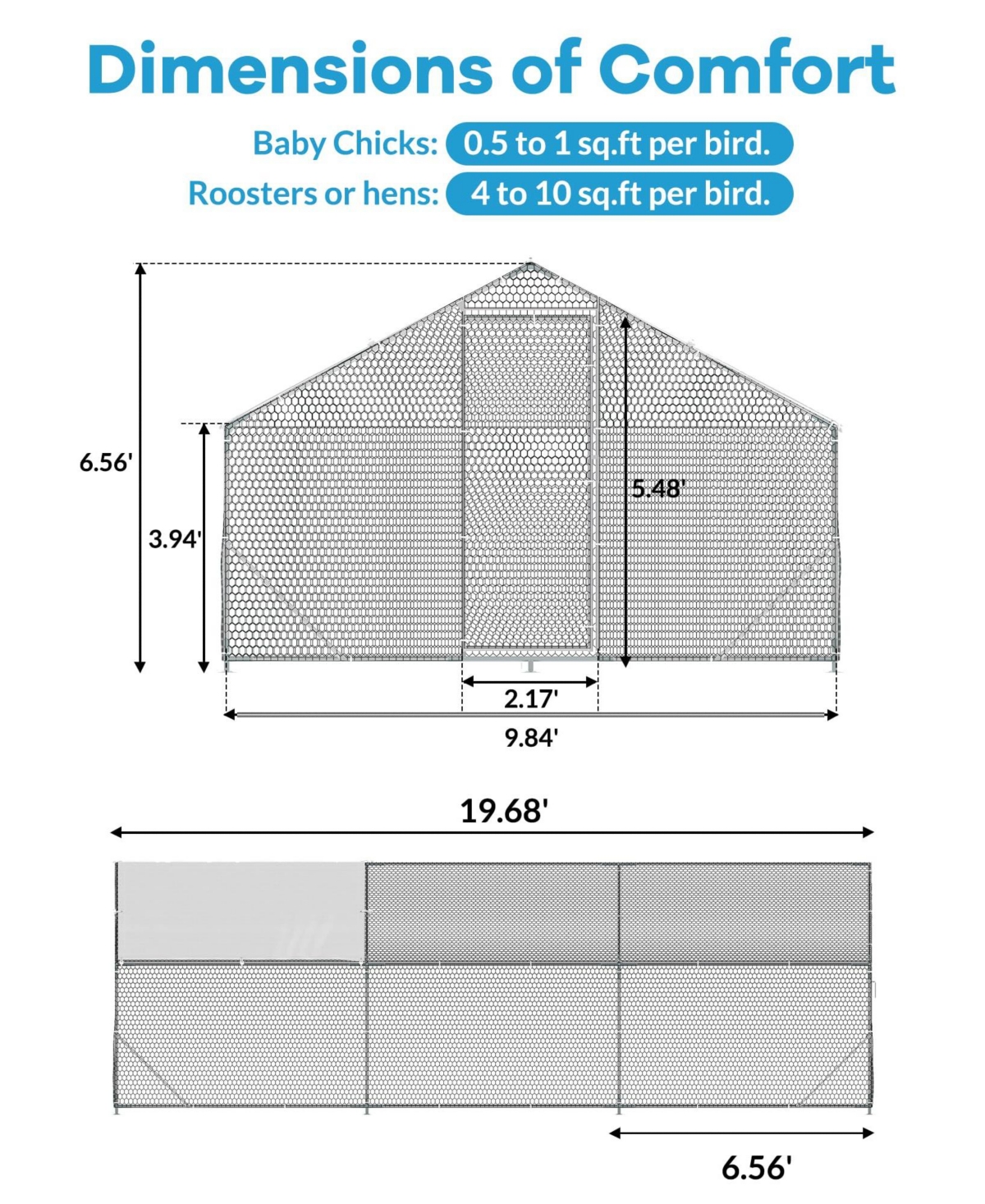 gaomon 13.12'L x 9.84'W x 6.56'H Walk in Chicken Coop, Poultry Cage for Outdoor Storage
