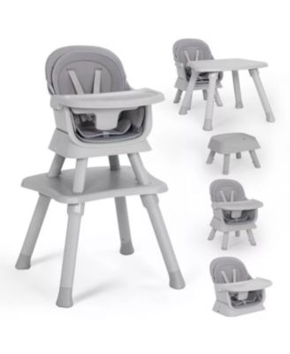8-in-1 Baby High Chair Converts to Booster Seat and Kids Table Set with Removable Tray