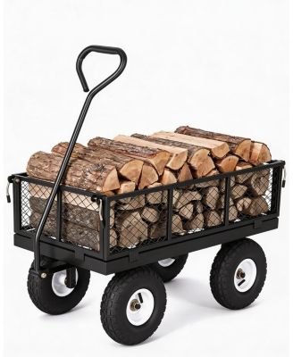 400 lbs Heavy Duty Steel Garden Cart with Removable Mesh Sides 10in All-Terrain Pneumatic Tires Utility Wagon with 180 Rotating