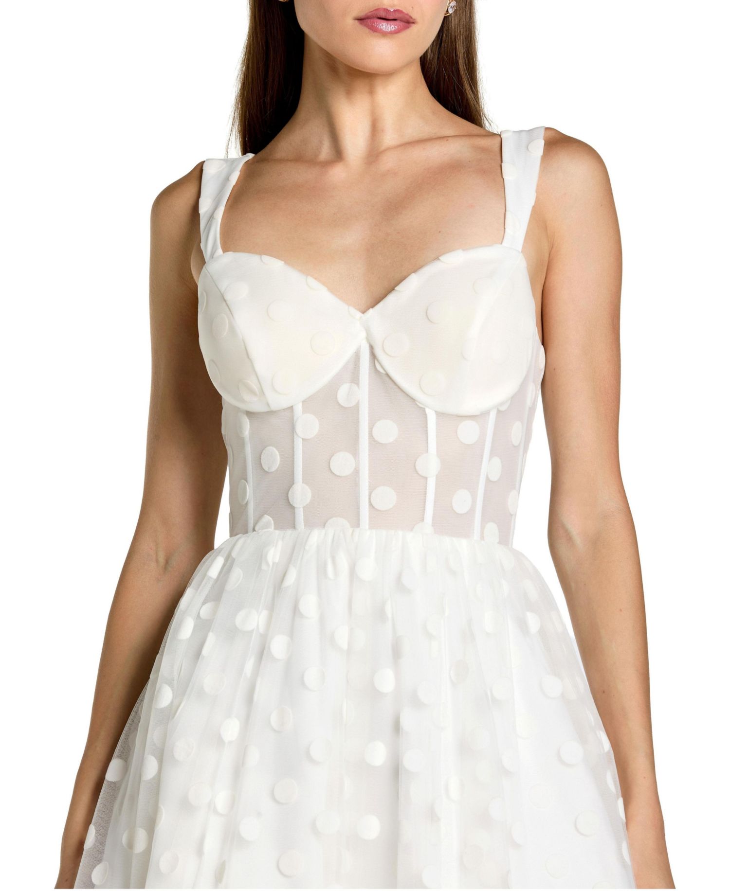 Women's Polka Dot Net Bustier A-Line Midi Dress