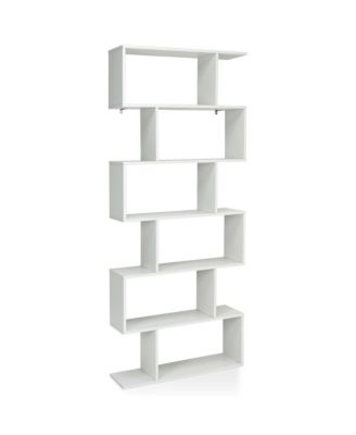 6 Tier S-Shaped Bookshelf Storage Display Bookcase Decor Z-Shelf