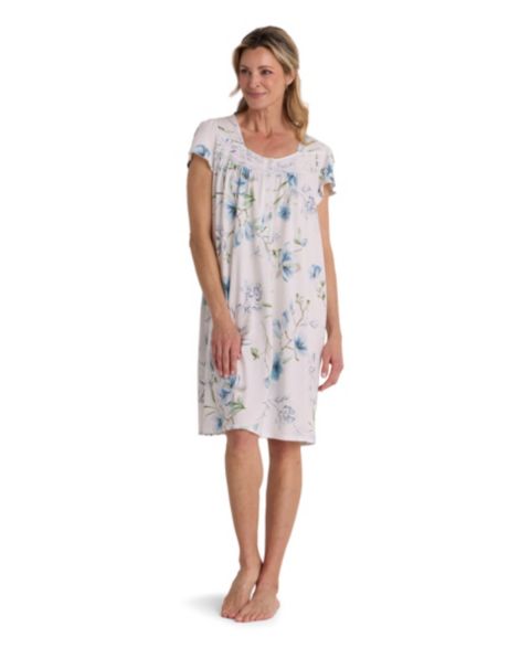 Женское платье Miss Elaine Petite Short-Sleeve Printed Short Gown, цвет: 486 Аквамариновый