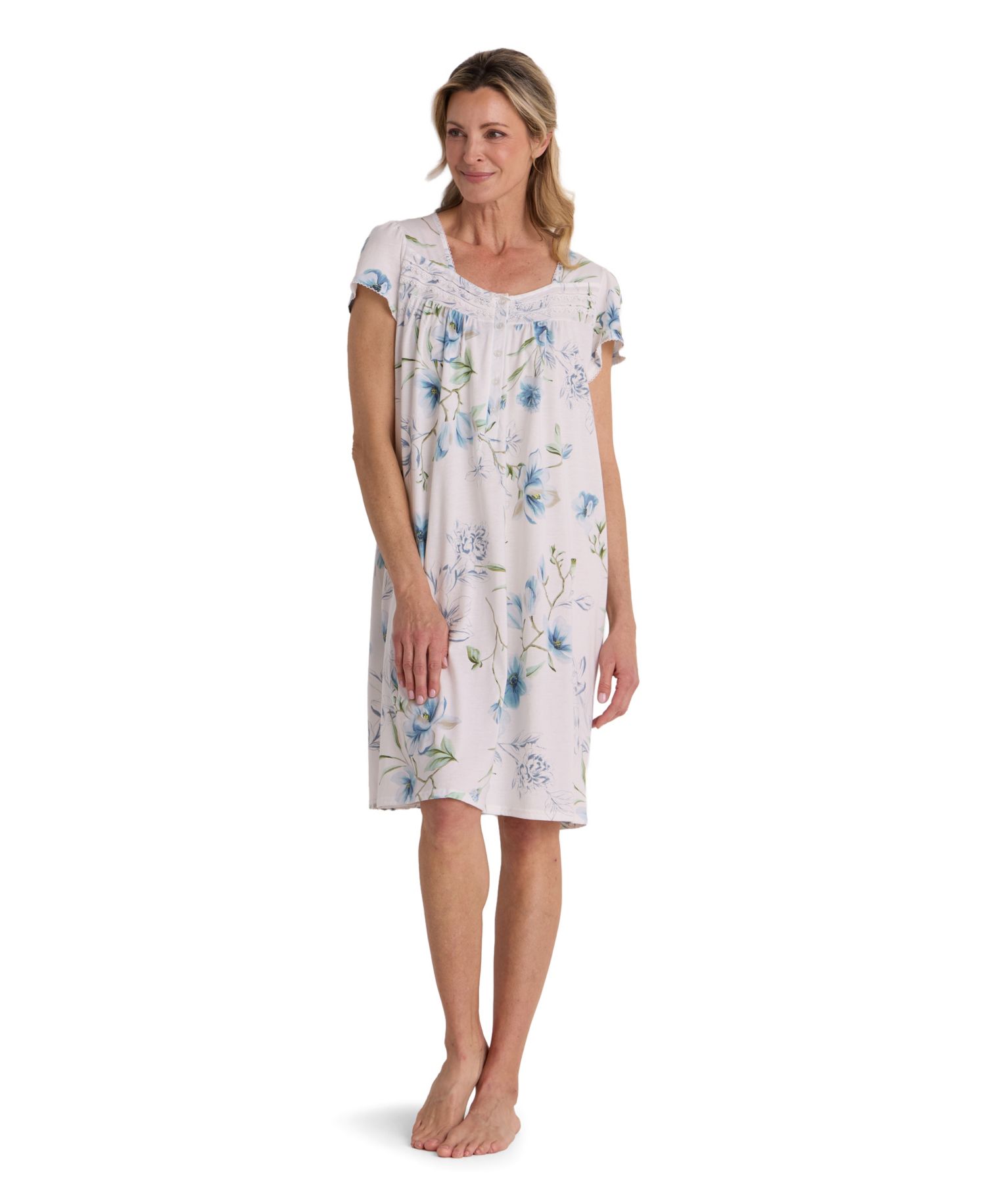 Petite Short-Sleeve Printed Short Gown