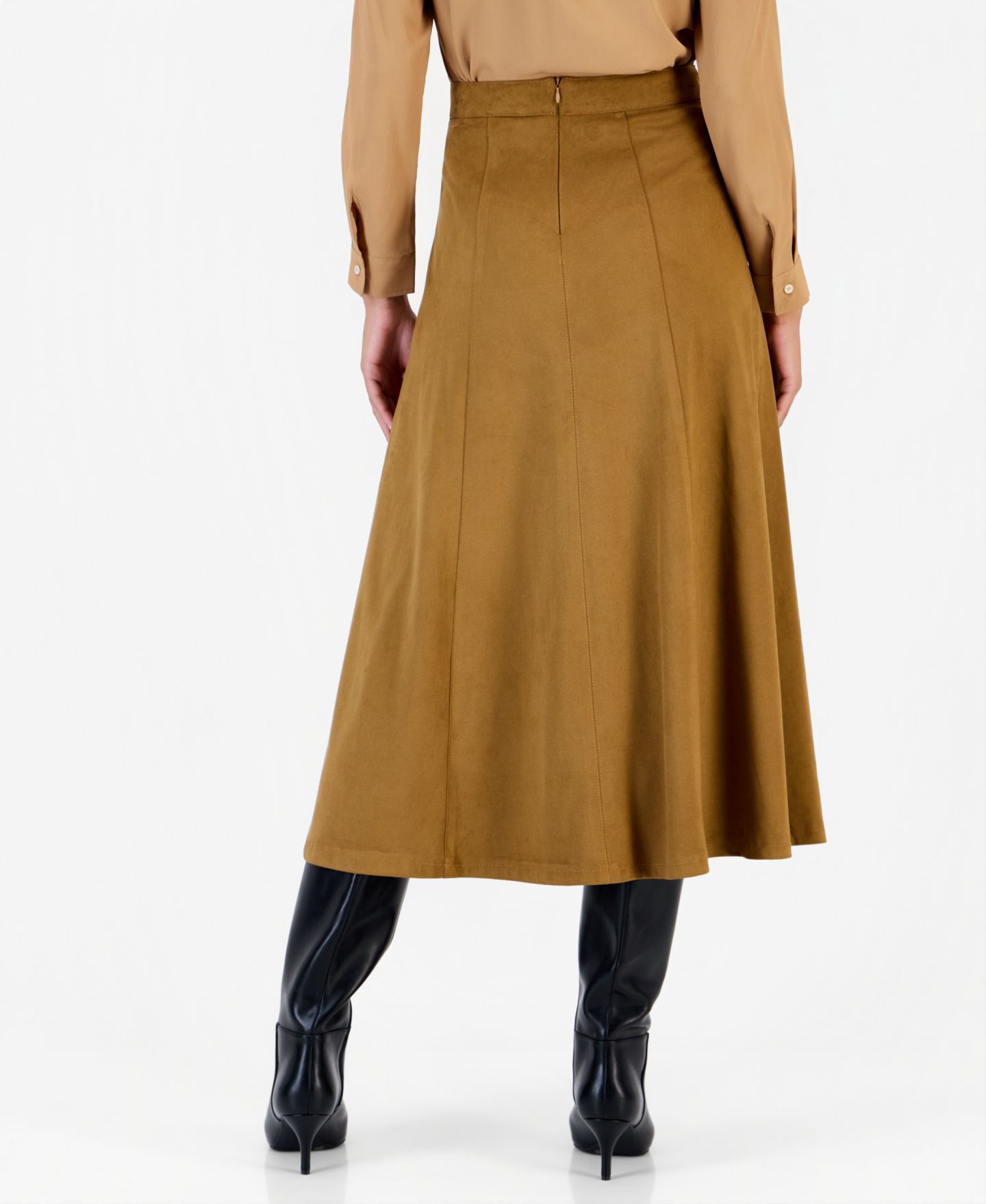 Женская юбка Emme Marella Emmsamba High-Waisted A-Line Midi, цвет: Коньячный — фото 3