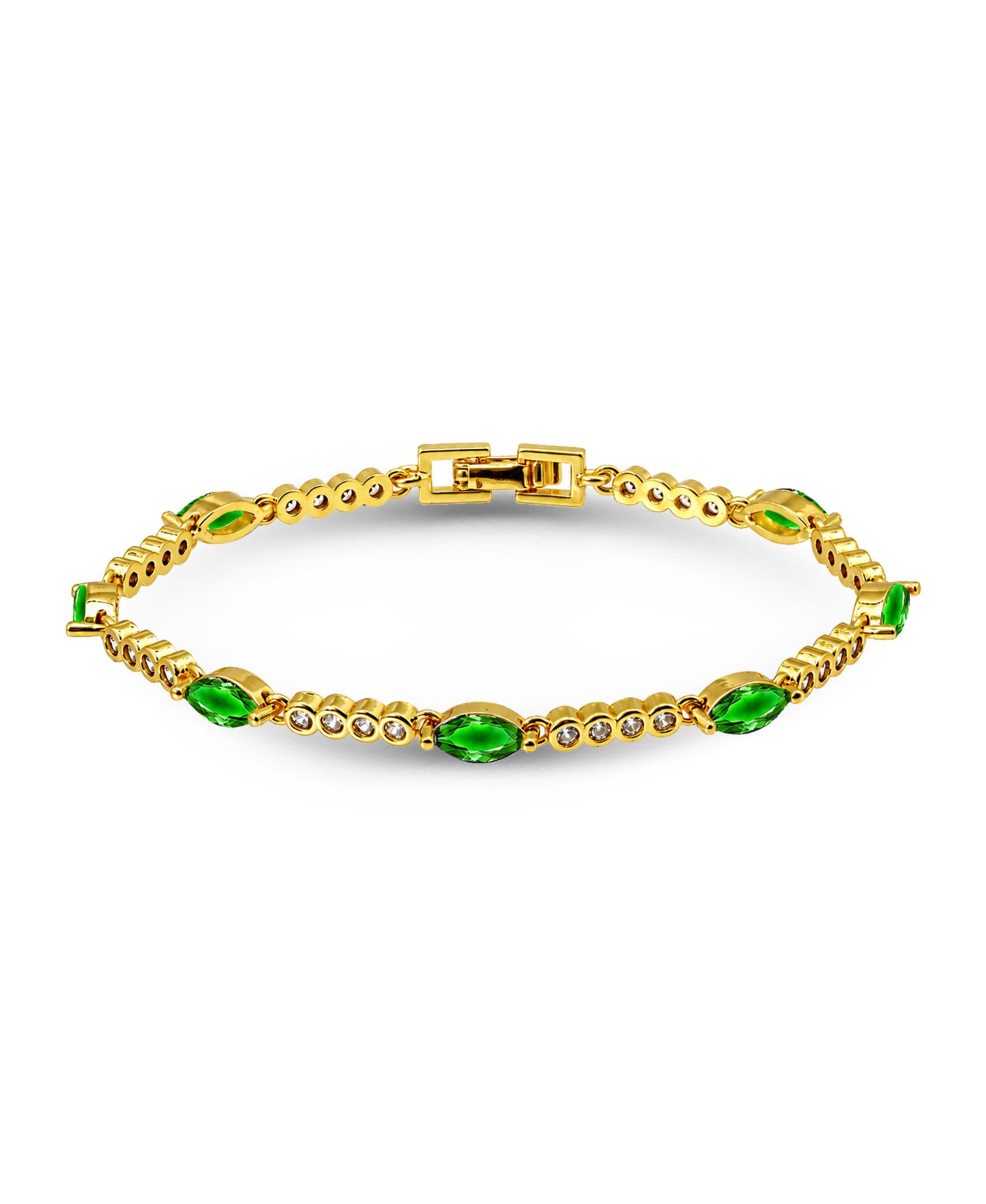 Marquise Emerald Green Cubic Zirconia Stones Bracelet