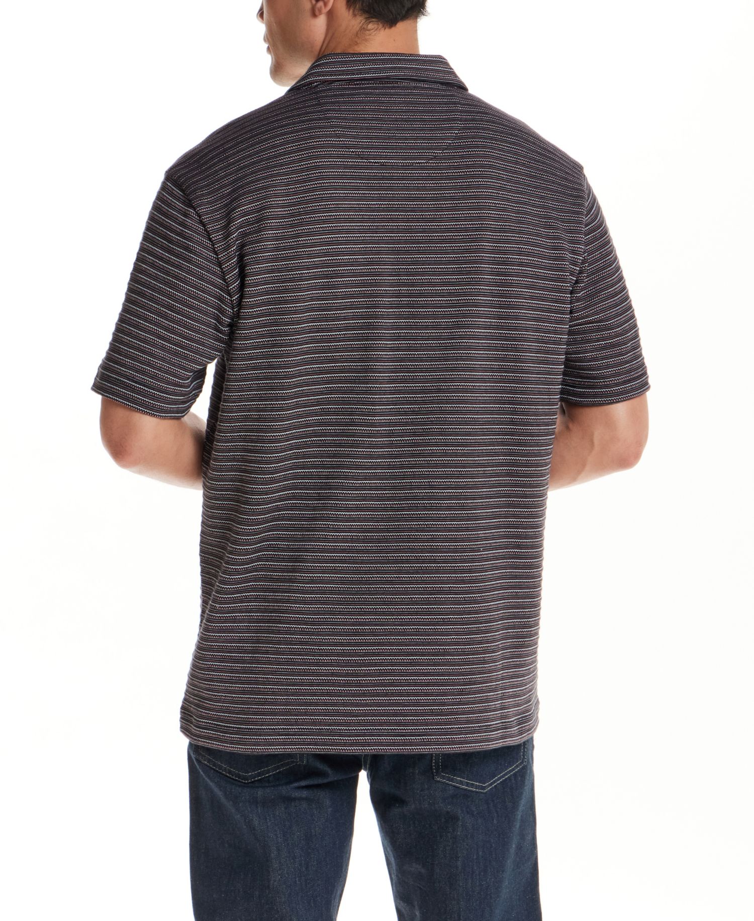 Men's Short-Sleeve Jacquard Stripe Polo Shirt