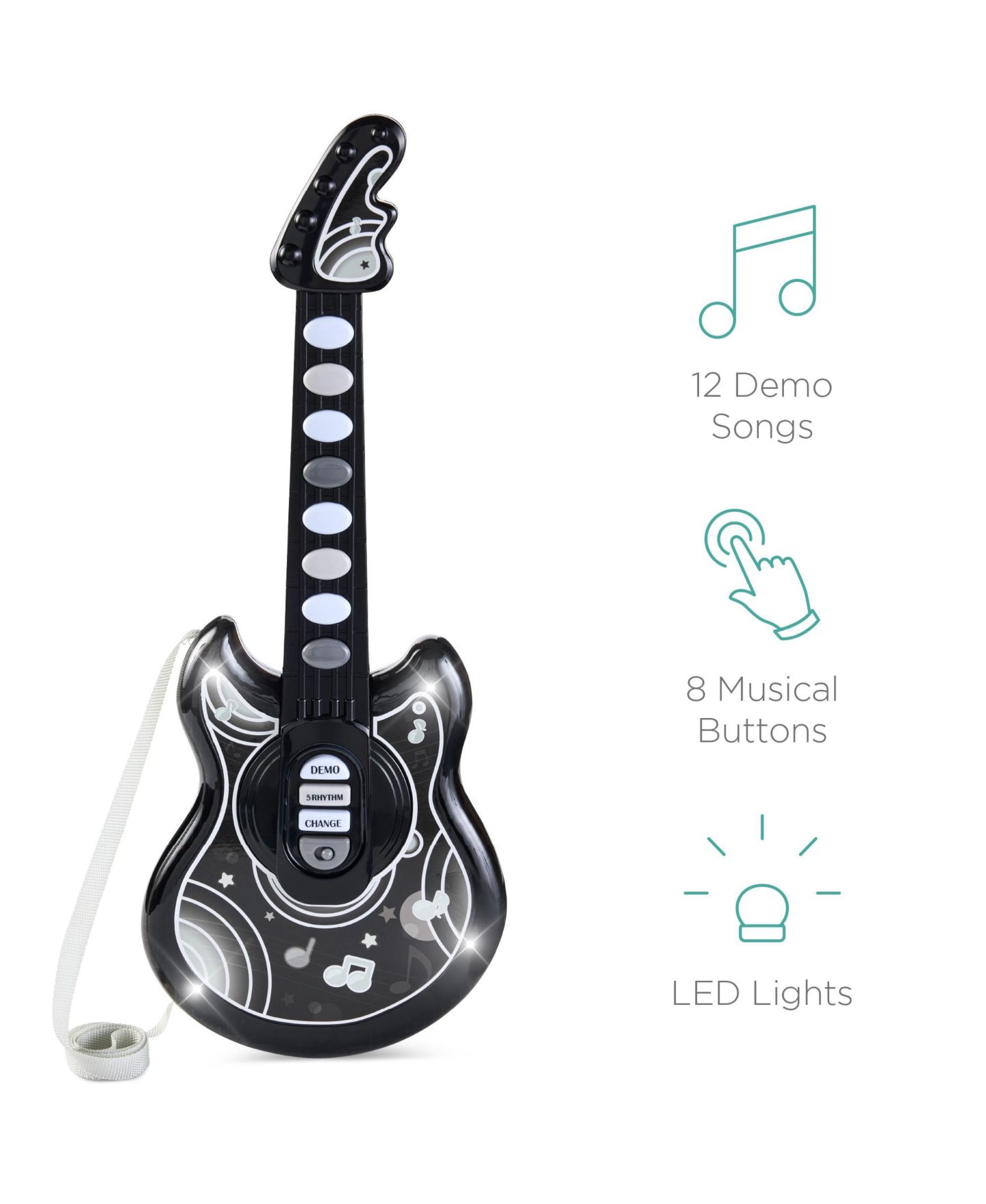 Детская игрушка Best Choice Products Musical Guitar with Microphone 5-Piece Playset, Ages 3+, цвет: Чёрный — фото 4