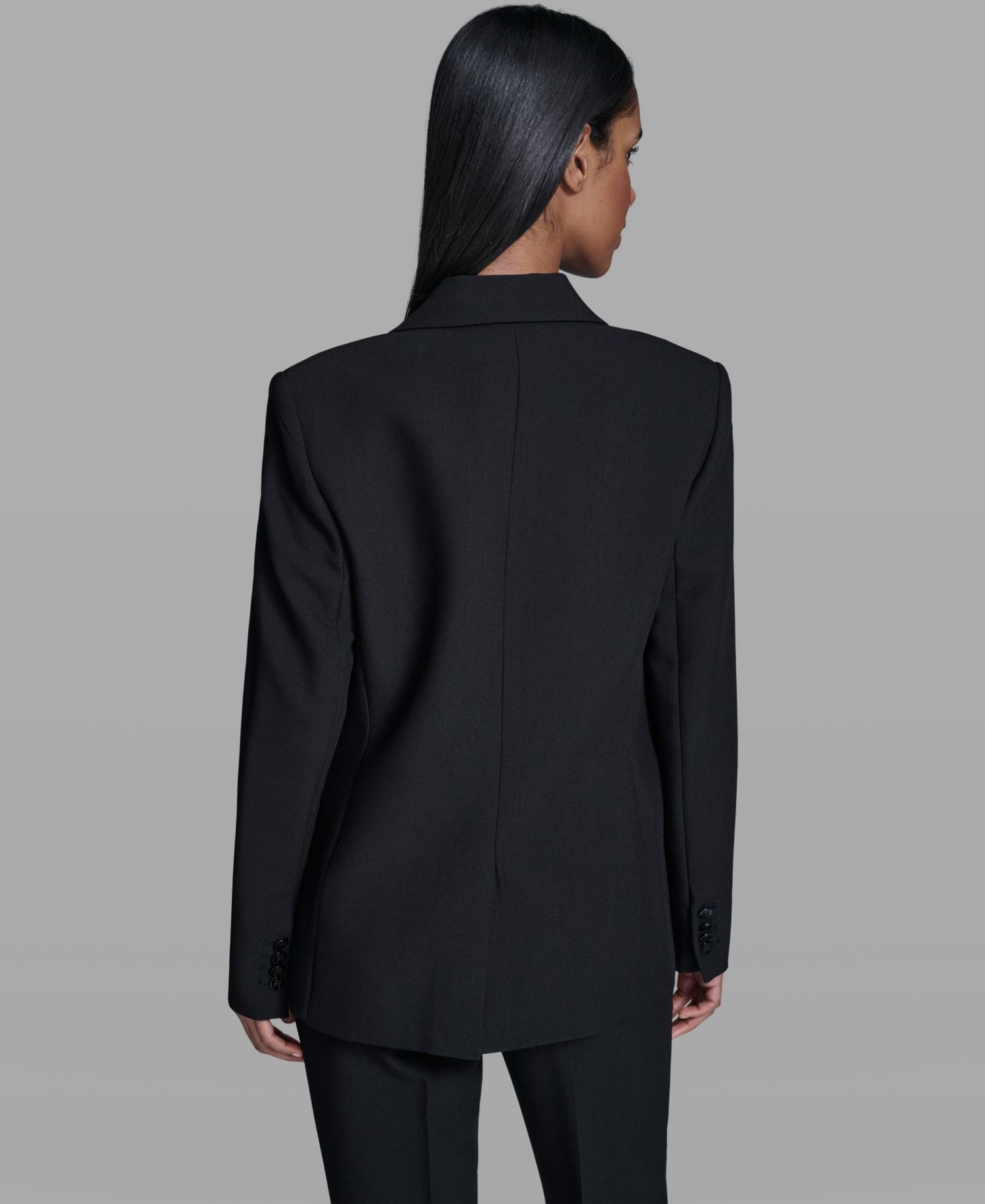 Petite Notched Lapel One Button Blazer