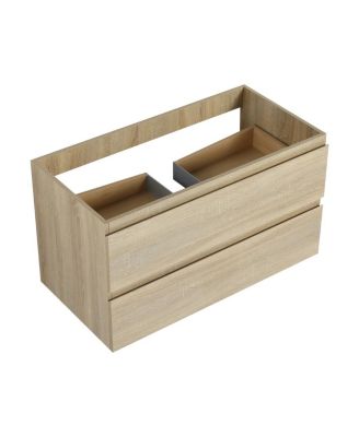 Wall Mounted Bathroom Vanity Cabinet with Soft Close Drawers, Wood Grain Plywood for Modern Bathroom