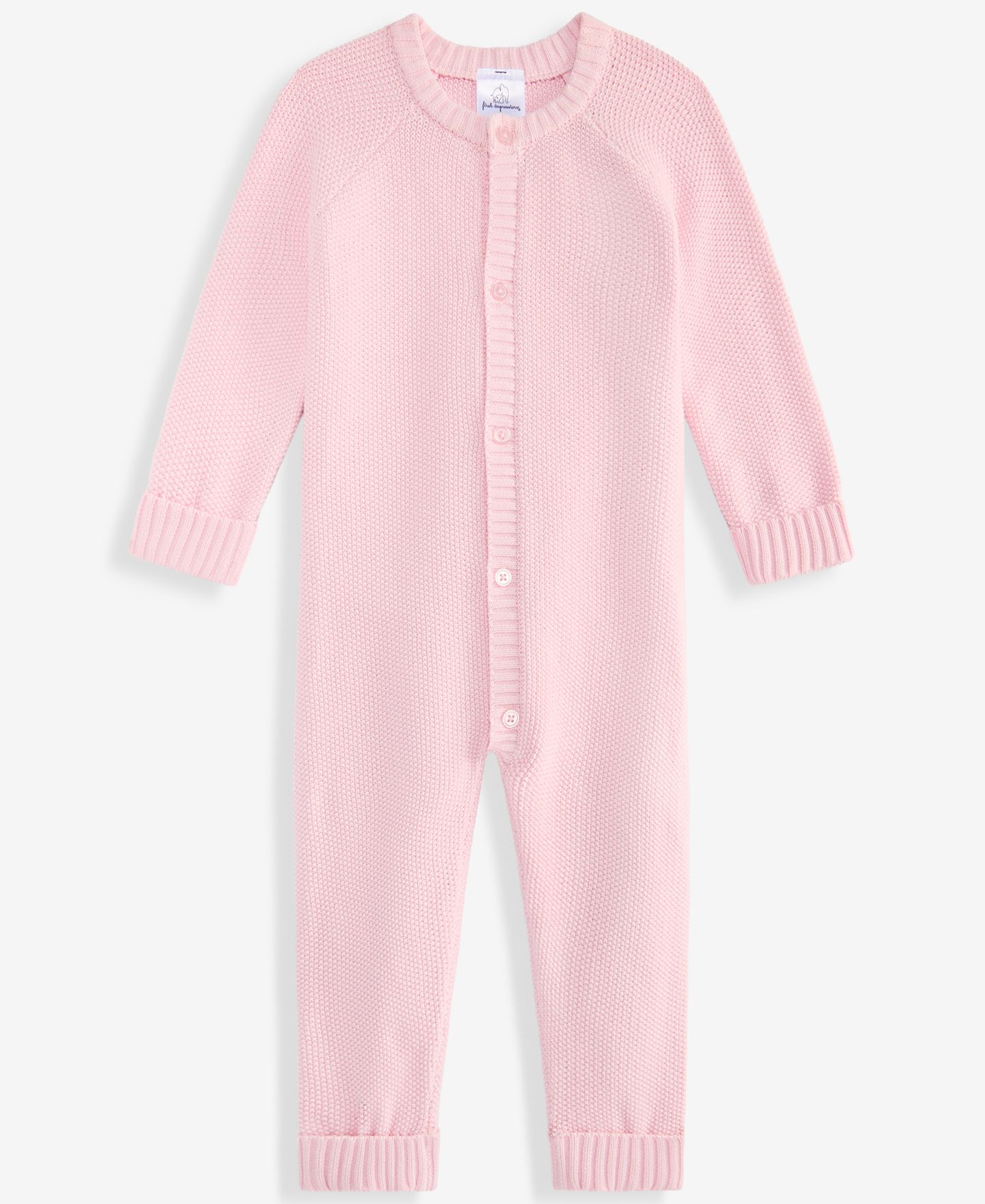 Комбинезон First Impressions Or Cotton Long-Sleeve Sweater Romper для малышей, цвет: Розовый — фото 4