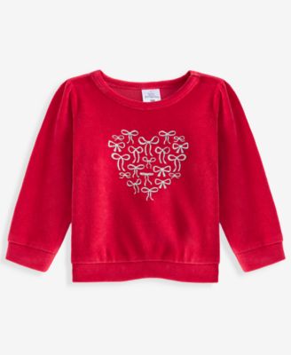 First Impressions Baby Girls 3M-24M Mix Match Long-Sleeve Bows Heart Velour Top Macys Exclusive - Ruby Red 16$