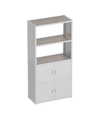 5-Shelf Heavy-Duty Garage Storage Shelving w/ Lower Cabinet and Side Pegboards, White (35 in. W x 71.1 in. H x 15.7 in. D