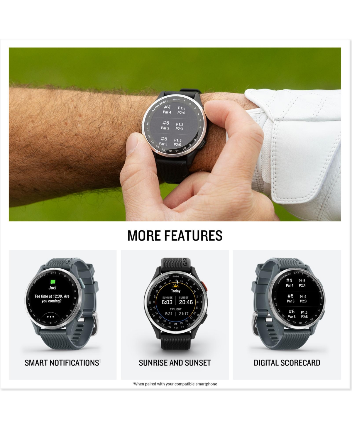 Garmin Approach S44, Silver/Black Silicone