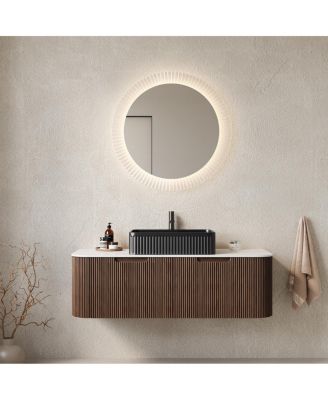 Wall Mounted Bathroom Vanity with Ceramic Sink,Plywood Cabinet, Soft Close Drawer, Pre-assembled