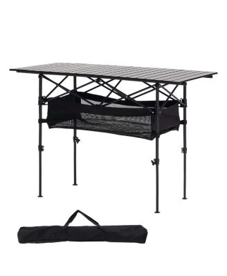 Folding Portable Camping Table, Aluminum Roll Up Picnic Table with Storage Bag