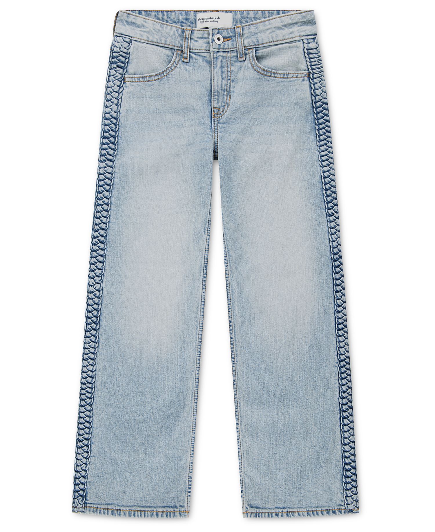 Girls' 5-16 Braided High-Rise Wide-Leg Jeans