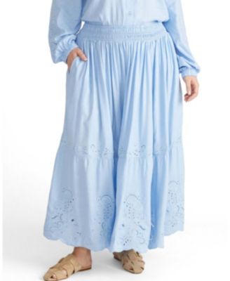 Plus Size Tosca Embroidered Linen Maxi Skirt