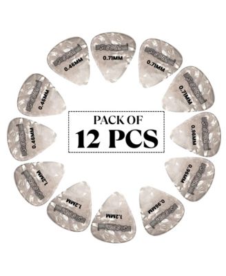Guitar Picks 12 Piece Celluloid Light Medium Heavy Extra Heavy For Acoustic Electric Guitars