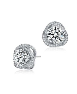 Rachel Glauber Dainty Gold Plated Radiant Cz Knot Stud Earrings - White 26$