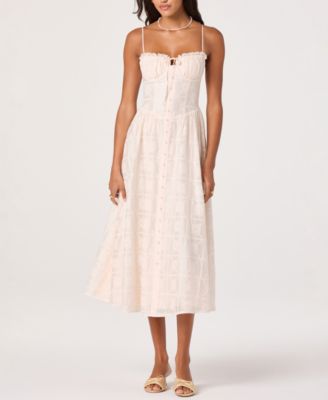 Women's Aubrey Sweetheart Neck Embroidered Eyelet Midi Dress