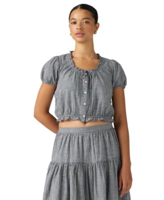 Plus Size Chiara Front Button Short-Sleeve Blouse