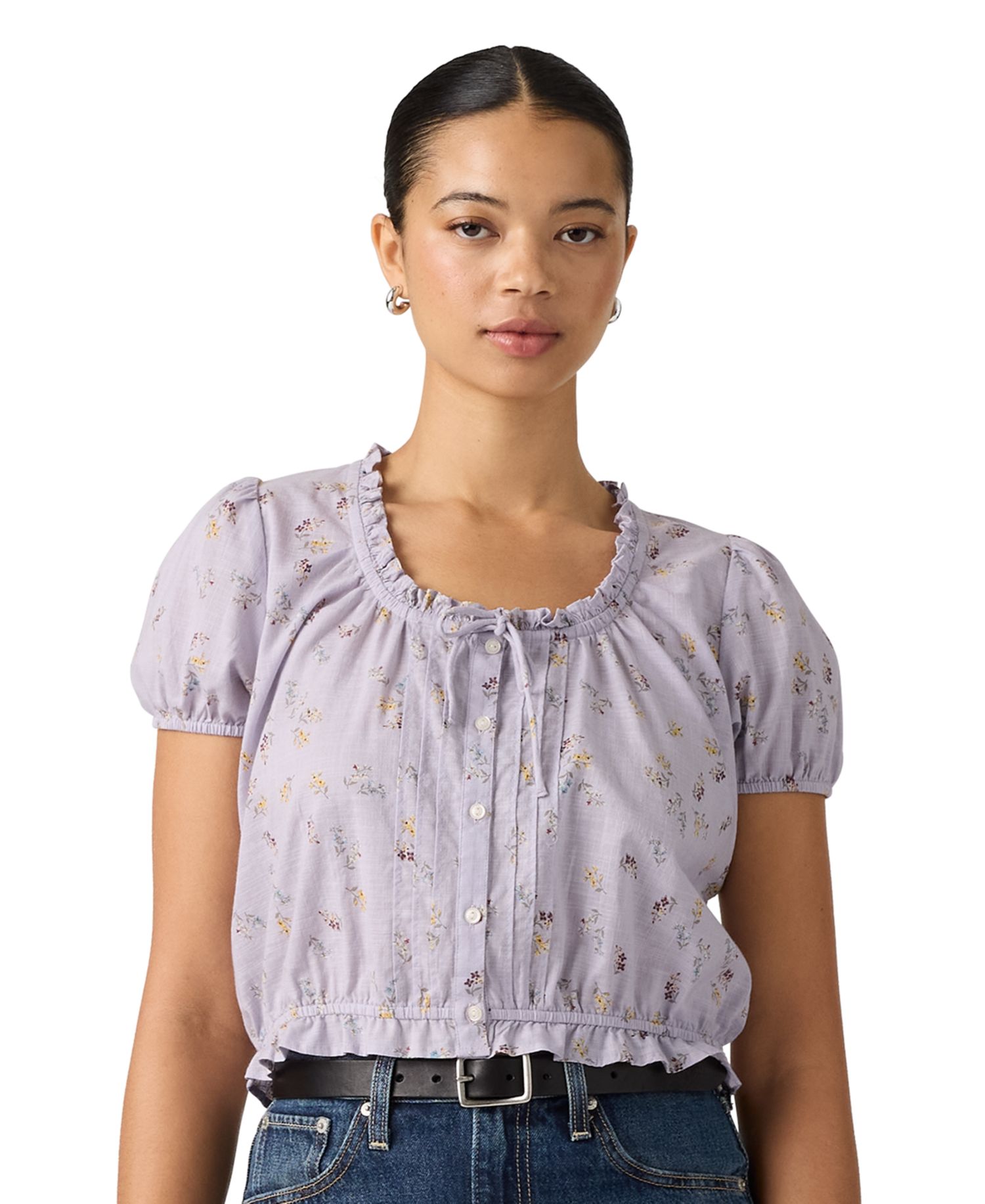 Plus Size Chiara Front Button Short-Sleeve Blouse