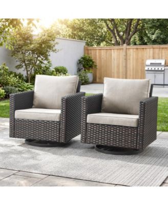 Patio Chairs Wicker Swivel Rocker Set of 2 Heavy Duty Patio Furniture Set Wicker Outdoor Swivel Rocking Chairs