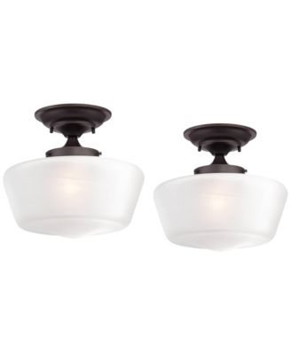 Schoolhouse Rustic Farmhouse Ceiling Light Semi Flush Mount Fixture 12inch  Set of 2 Metal  Glass Shade for Bedroom