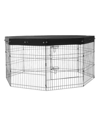 8 Panel Foldable Metal Dog Playpen 30 in Tall with Oxford Top Cover
