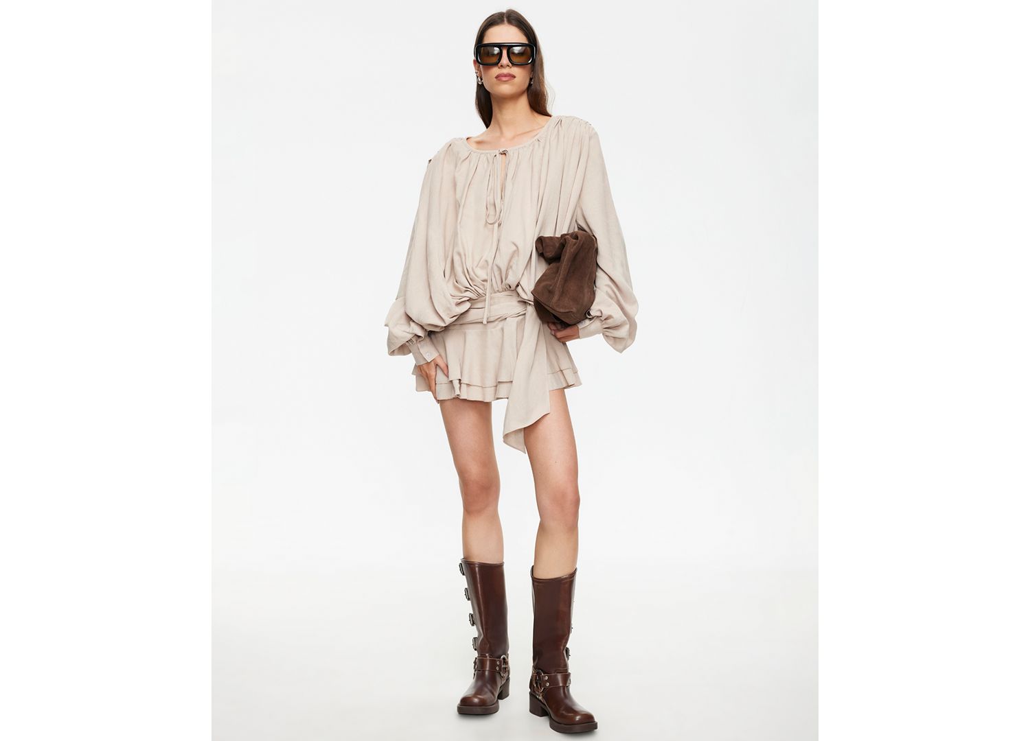 Women's Long-Sleeve Crewneck Mini Dress