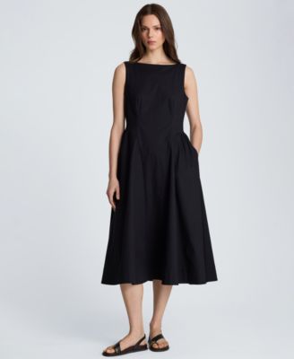 Women's Sleeveless Boat Neck Midi Dress