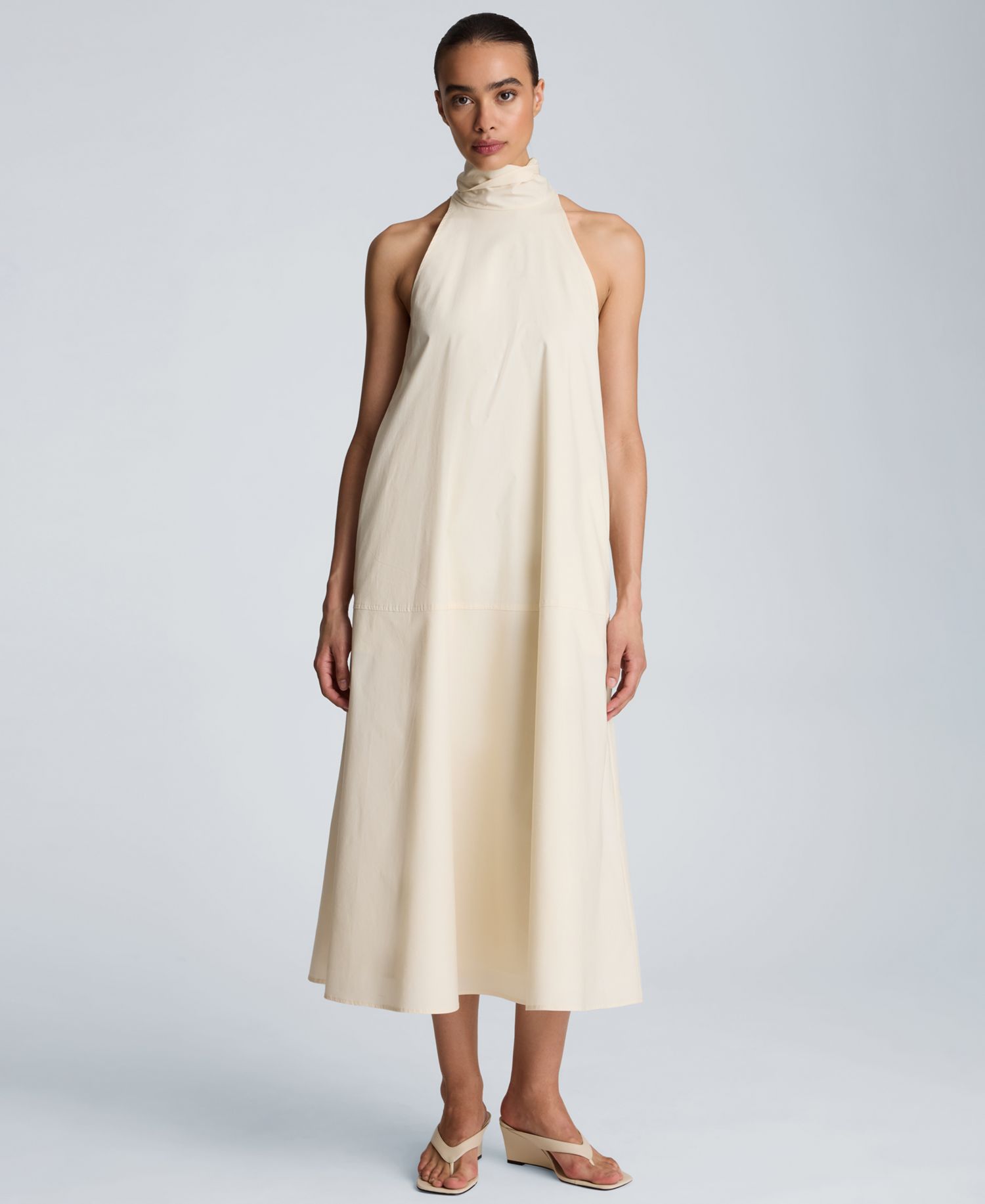 Women's Tie Back Halter Neck Midi Dress