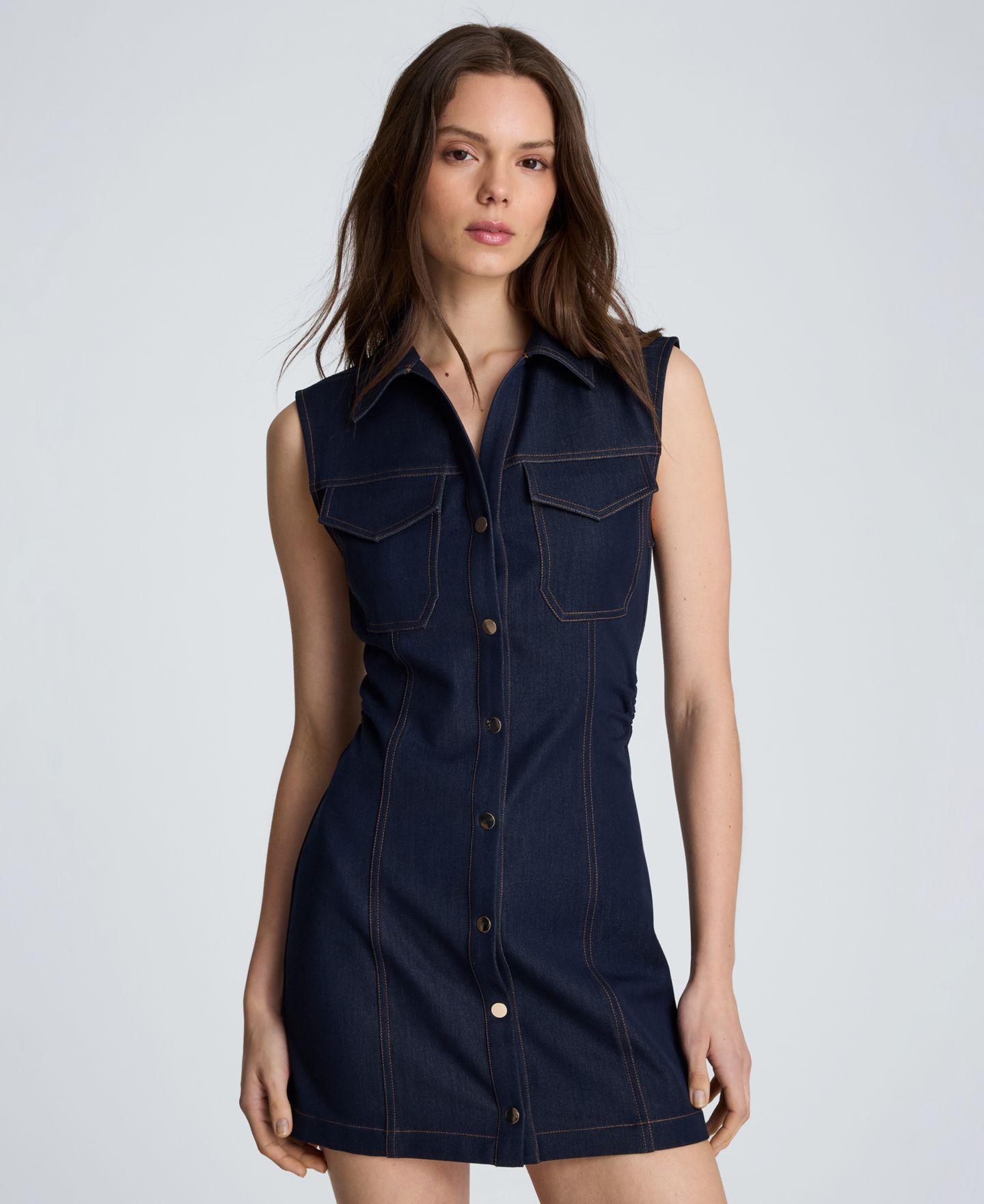 Женское платье Kenneth Cole Two Pocket Mini Shirt-Dress, цвет: Индиго искусственный джинсовый — фото 2