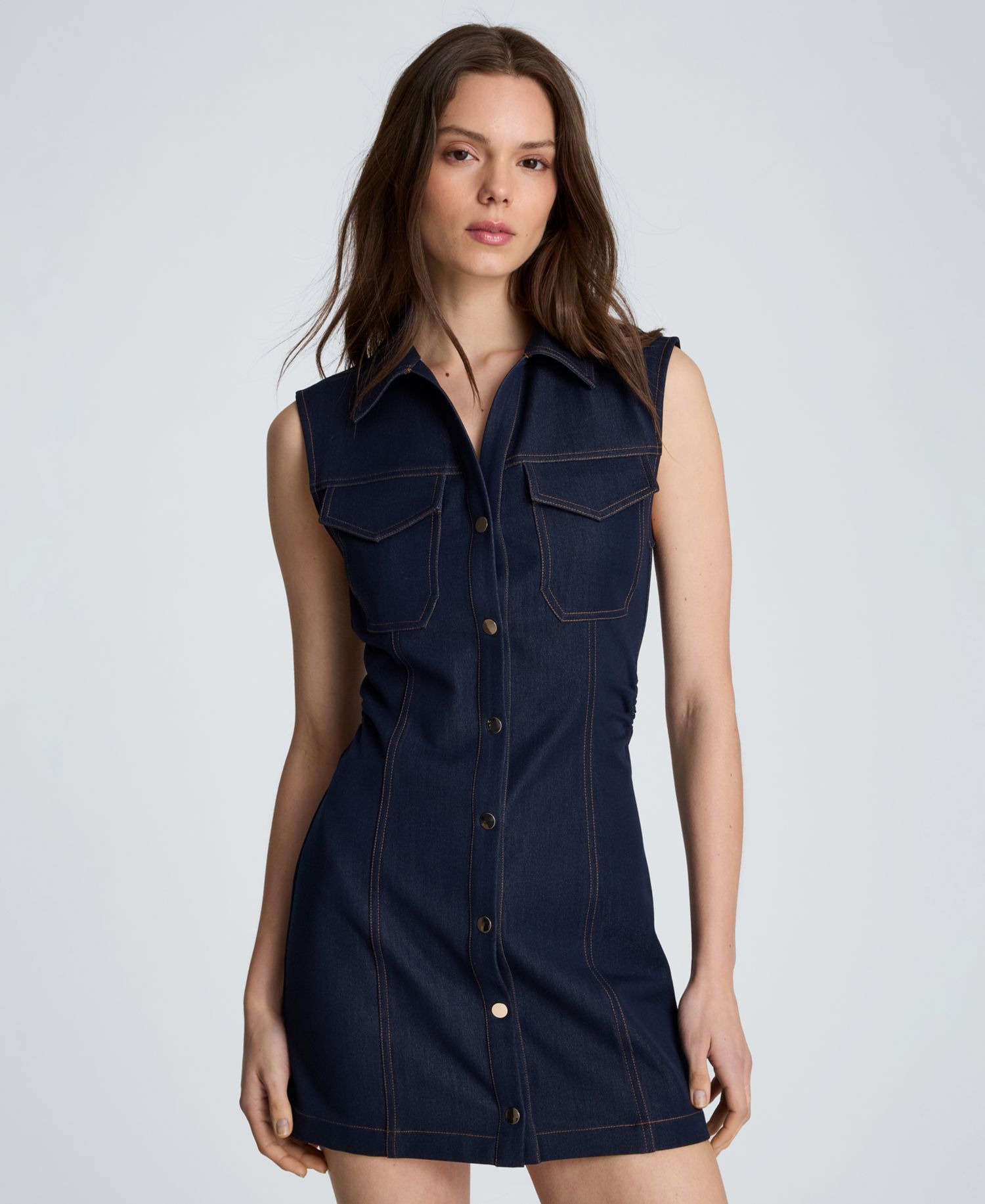 Women's Two Pocket Mini Shirt-Dress