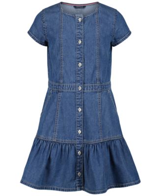 Girls' 4-16 Denim Short-Sleeve Dress