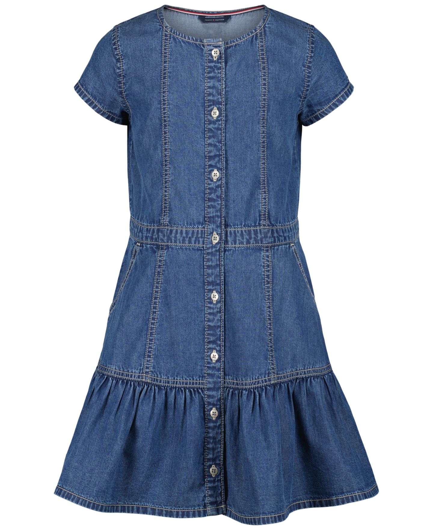 Платье Tommy Hilfiger Denim Short-Sleeve Dress для девочек, цвет: Варёный — фото 1