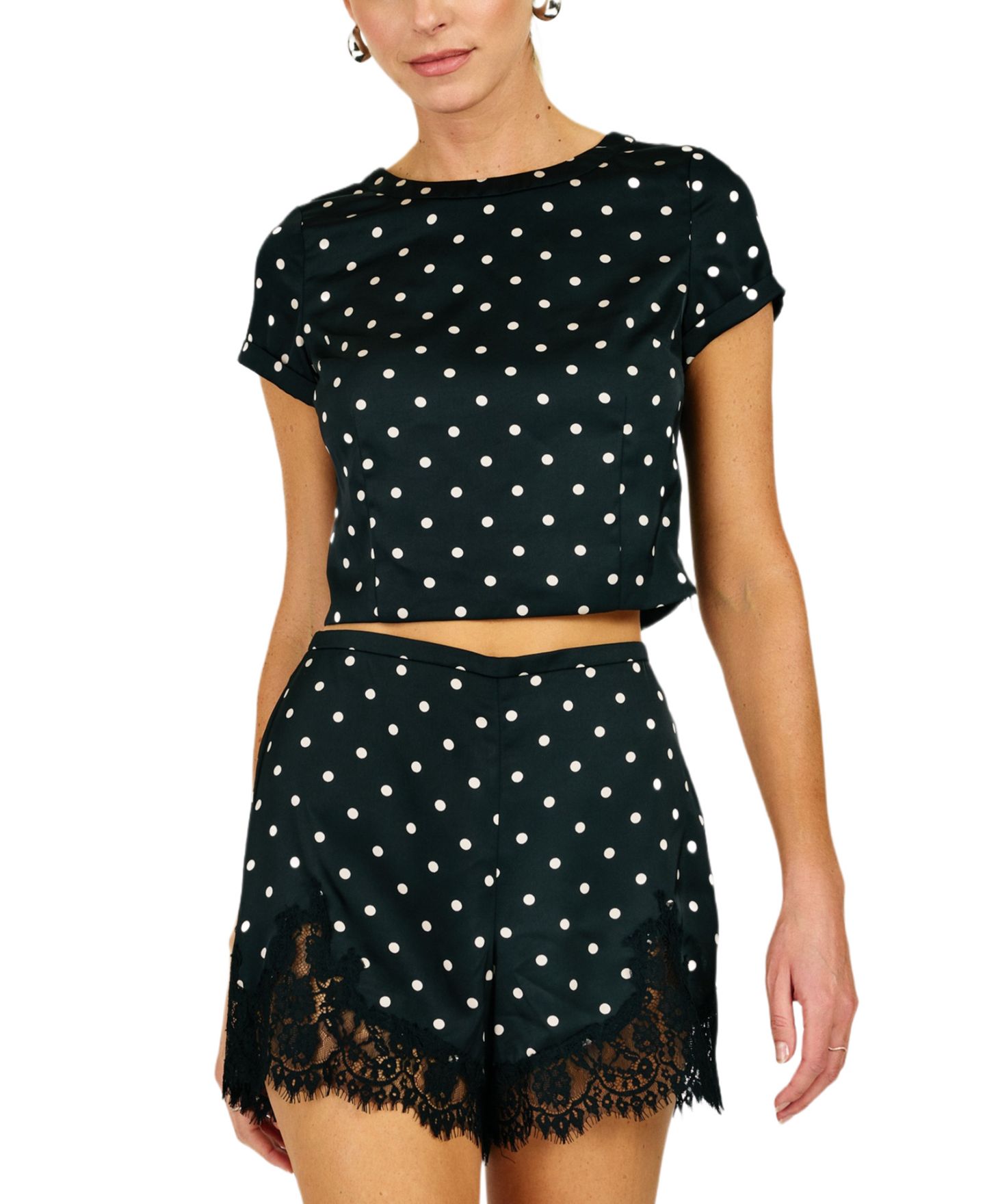 Женский топ Line & Dot Sophie Polka Dot Crewneck Short-Sleeve, цвет: Чёрный — фото 3