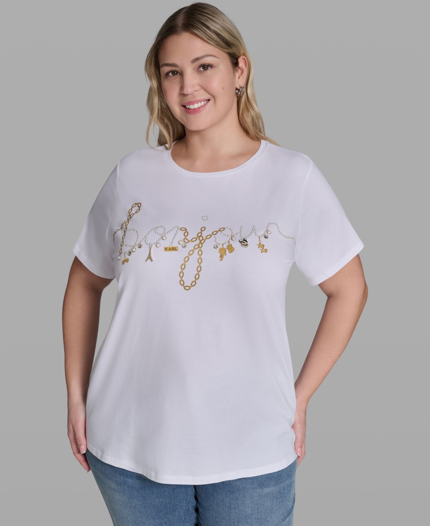 Plus Size Script Bonjour T-Shirt
