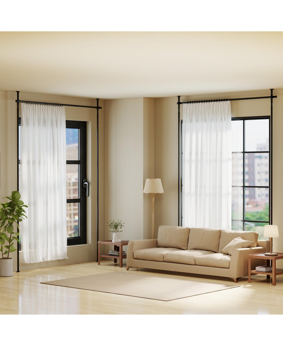 sumyeg Room Divider Curtain Rod with Adjustable Floor to Ceiling Tension Rod No Drilling Required