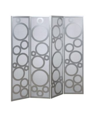 Arvada 4-Panel Wood Room Divider with Circle Pattern Folding Privacy Screen for Indoor Use