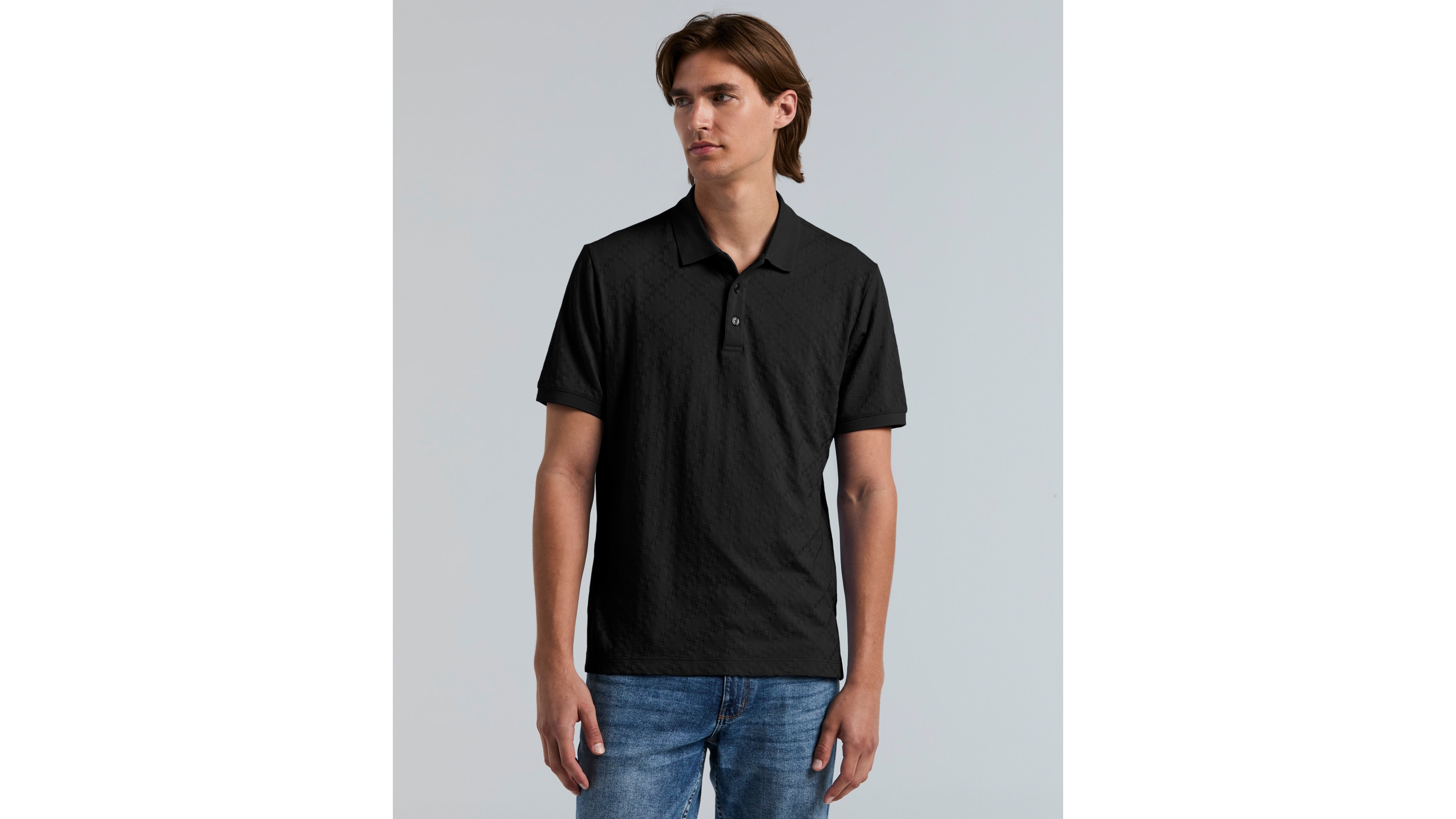 Perry Ellis Men's Jacquard Geo Texture Polo Shirt