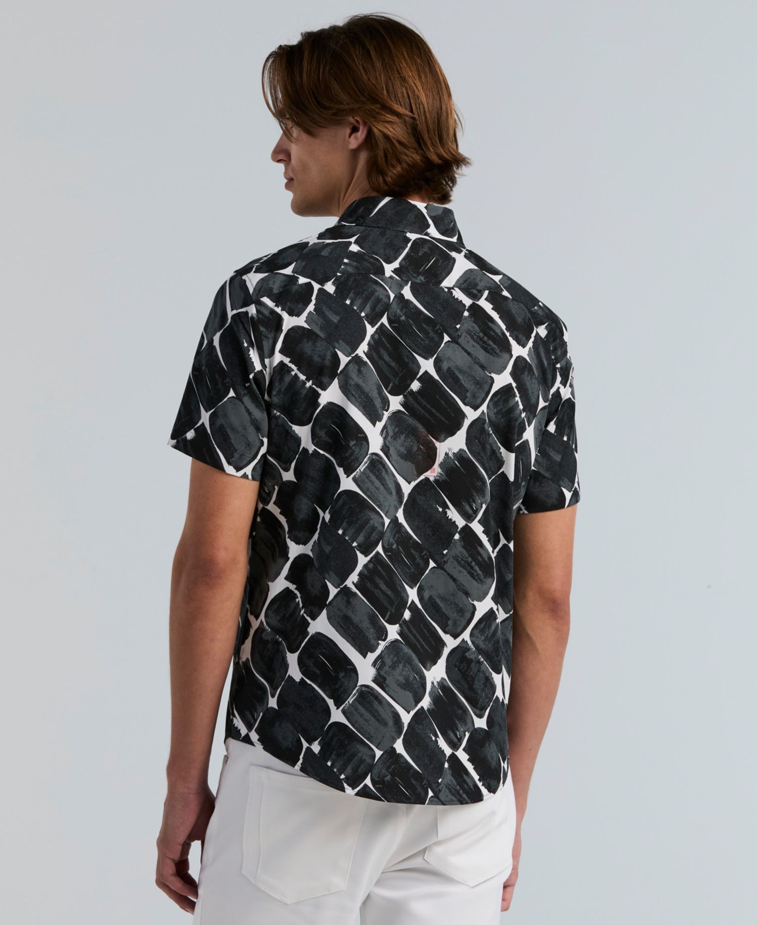 Men's Poplin Abstract Print Short-Sleeve Shirt