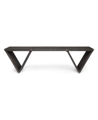 Transitional Slatted Acacia Wood Bench